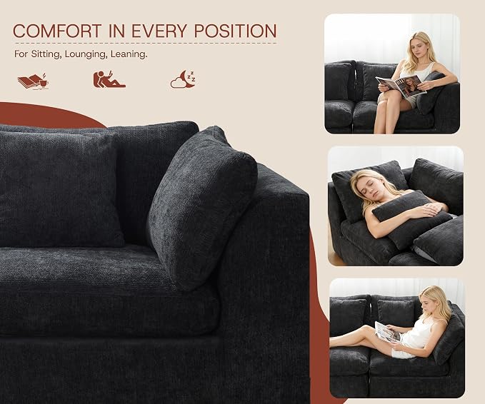 GRUSIGN 141'' Oversized Boneless Cloud Couch - Image 9