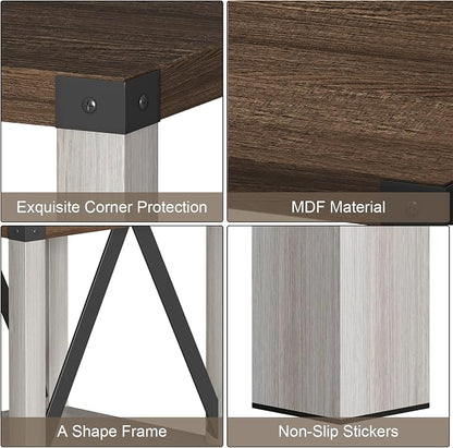 Treocho Farmhouse End Table Set of 2, Rustic Vintage Nightstand Side Table - Image 4