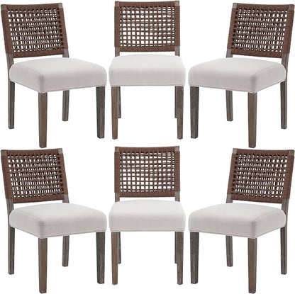 LZAREAL Farmhouse Dining Chairs Set of 6 Linen Fabric Upholstered Accent Side by LZAREALBetterRoomForRealLiving