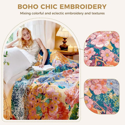 LUTBM Boho Throw Blanket for Couch Sofa Chair Cotton Summer Blankets for - Image 3
