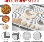 Silicone Baking Mat with Measurement, Non Stick Silicone Pastry Mat for Dough Rolling, Silicone Mat for Baking Macaron Pizza Cookies Pie Crust Oven, Silicone Bread Mat