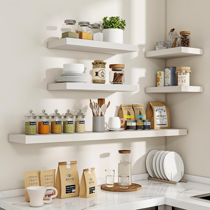 Acovy 48 Inch Floating Shelves, Wooden Shelves - Image 7