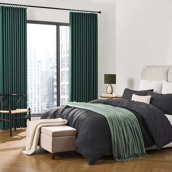 Dark Green Pinch Pleated Blackout Curtains - Image 4