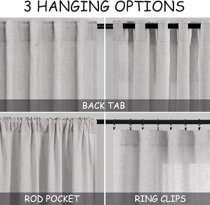 Grey Linen Curtains 80 Inches Length - Image 3