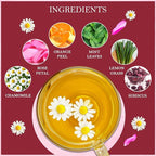 Tealeaf & Co. Chamomile Rose Citrus Herbal Tea Bags - Organic Chamomile Tea Bags with Rose Petals, Orange Peel, Lemon Grass, Hibiscus & Mint Leaves - Low Caffeine - Gluten Free - 50 Teabags