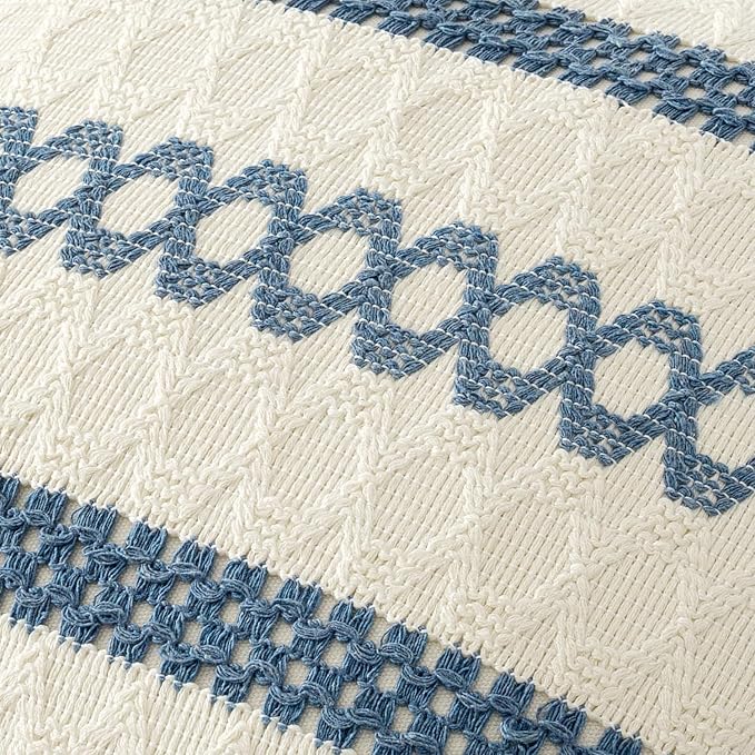 MIULEE Set of 2 Coastal Blue Boho Decorative Pillow Covers 16x16 Inch | - Image 4