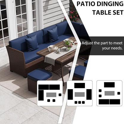 KIGOTY 7 Piece Patio Furniture Set, Outdoor PE Wicker Rattan Outdoor Dining Set - Image 5
