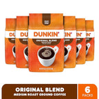 Dunkin' Original Blend Medium Roast Ground Coffee, 18 Ounce (Pack of 6)
