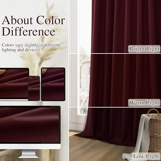 100% Blackout Curtains 63 Inch Length 2 Panels Set - Image 7