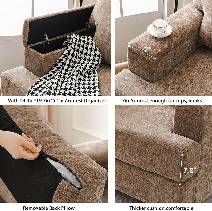 Oversized Living Room Chairs Set of 2, Comfy Accent Chair - Image 7