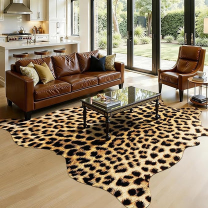 Western Faux Leopard Rug, Animal Print Cheetah Rugs, 6.2 x 5.2 Ft | Premium - Image 5