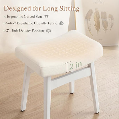 LUE BONA Solid Wood Vanity Bench Stool, 17.3" H Ergonomic Saddle Stool - Image 3