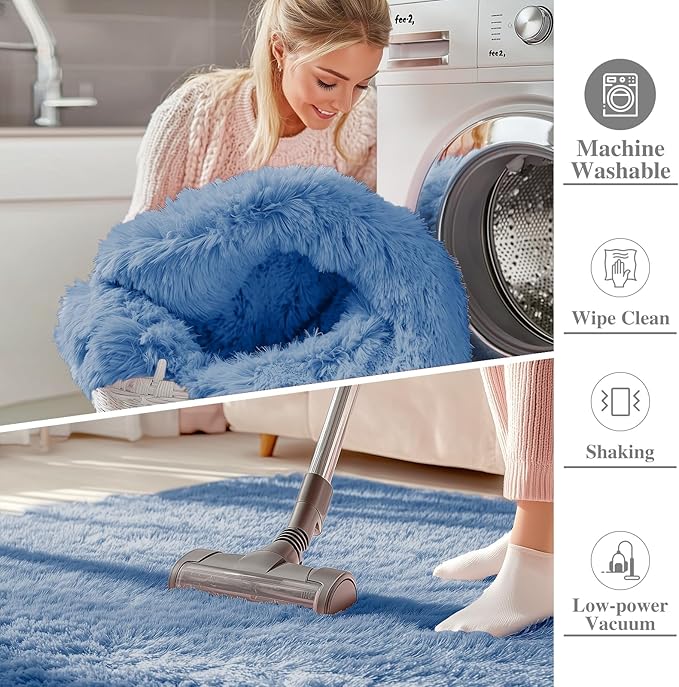 OLANLY 2x3 Machine Washable Small Bedside Rug, Soft Fluffy Shaggy Entryway - Image 2