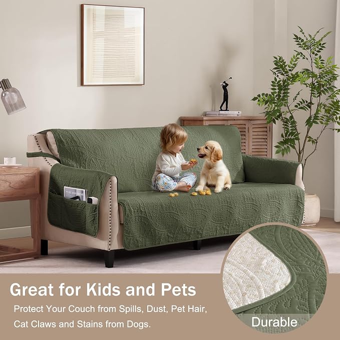 Large Green Recliner Chair Covers, Quilted Décor Water-Repellent Lazy Boy Chair - Image 9