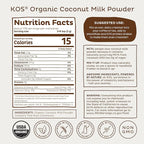 KOS Organic Coconut Milk Powder, USDA Certified Organic - 0g Sugar, MCT Plant Based Creamer for Coffee, Smoothies, Vegan, Keto, Paleo Friendly, Non-GMO, Gluten or Dairy- 12.6oz, 179 Servings