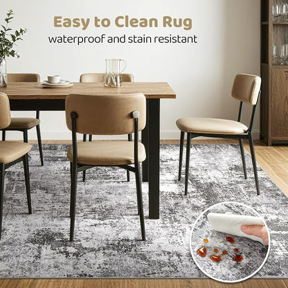 LOONGRUG Area Rug 5x7 Washable Neutral Modern Abstract Living Room Rugs | Soft - Image 6