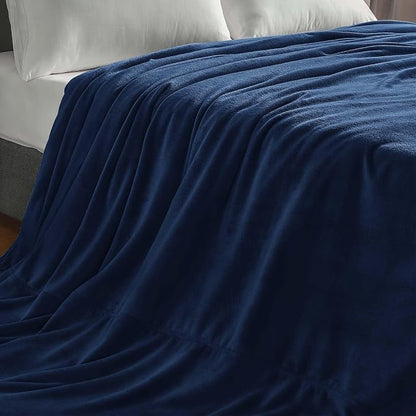 BEDELITE Fleece Blanket Soft Plush Oversized Bed Blanket Navy 120"x120" | Ultra - Image 8