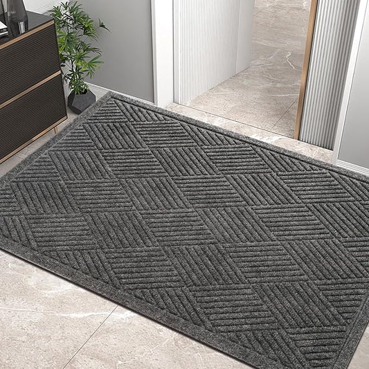 Sturdy Front Door Mat, Absorbent Muddy Dirt Resist Welcome Door Mats Outdoor by HIYARD
