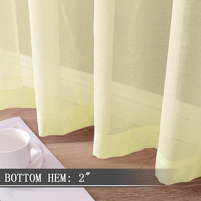 Tollpiz Short Sheer Tier Curtains Linen Textured Half Kitchen Curtain Sheers - Image 4