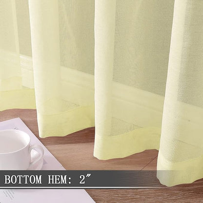 Tollpiz Sheer Tier Curtain Linen Textured Half Kitchen Curtains Sheer Light - Image 4