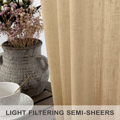 Tan Linen Curtains 90 Inch Length - Image 3