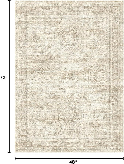 Soalmost 4x6 Area Rug for Living Room, Washable Rugs Non-Slip, Thin Foldable - Image 2