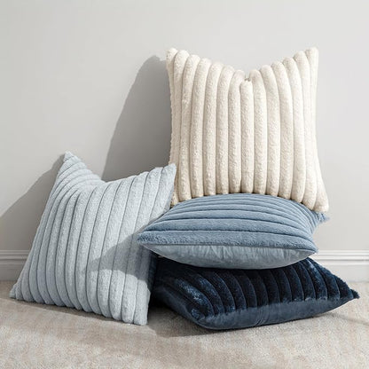MIULEE Faux Fur Plush Decorative Throw Pillow Covers 16x16, Soft Coastal Modern - Image 5
