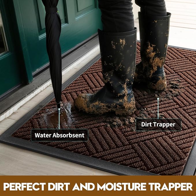Front Door Mat, Heavy Duty Waterproof Doormat 35.5"x24", Stain Fade Resistant - Image 2