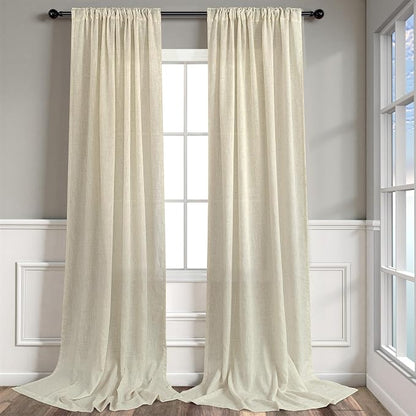 Pitalk Birch Beige Linen Semi Sheer Curtains 84 Inches Long - Image 9