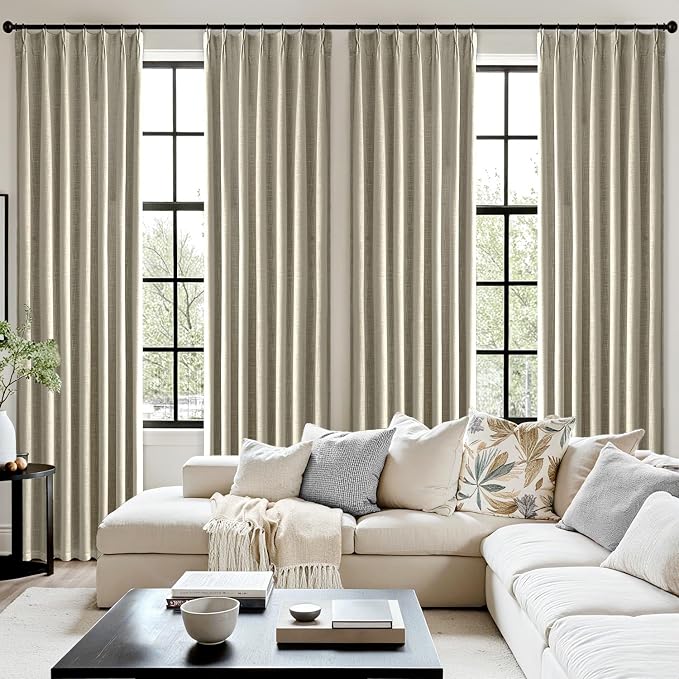 MIULEE Burlywood Birch Pinch Pleated 100% Blackout Curtains 40x96 Inches | Room - Image 7