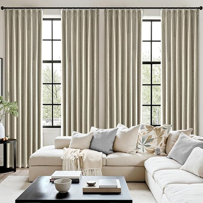 MIULEE Burlywood Birch Pinch Pleated 100% Blackout Curtains 40x96 Inches | Room - Image 7