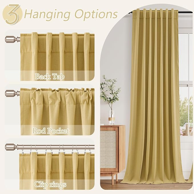 100% Blackout Curtains 102 Inch Length 2 Panels Set - Image 6