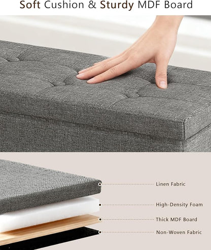 GLAXYFUR 43.3 inches Folding Storage Ottoman Bench Storage Chest Footrest - Image 7