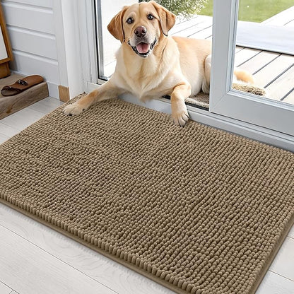 OLANLY Dog Door Mat for Muddy Paws 36x24, Super Absorbent Chenille Mud Mat | Tan by OLANLY