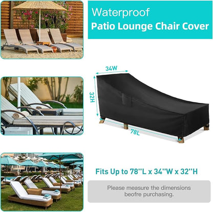 WLEAFJ Patio Chaise Lounge Cover Waterproof, Heavy Duty Outdoor Lounge Chair - Image 2