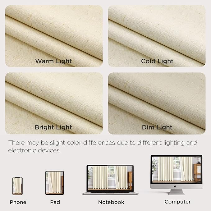 Joydeco Pinch Pleated Linen Curtains - Image 8