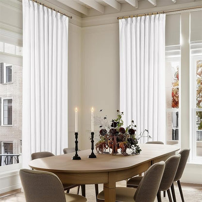 Snow White Pinch Pleated Linen 102 Inch Curtains 60 Inch Width | Linen Blend - Image 5