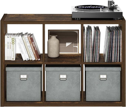 Furinno Cubicle Book Shelf, 6-Cube Bookshelf, Extra Thick Frame Horizontally & - Image 9
