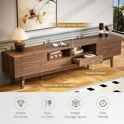 MU 70 Inch TV Stand for TVs up to 80 Inch, Mid Century Modern TV Console - Image 6