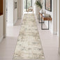 2.6x14 Washable Runner Rug:Modern Abstract Soft Carpet Beige Brown | by FXRHLP