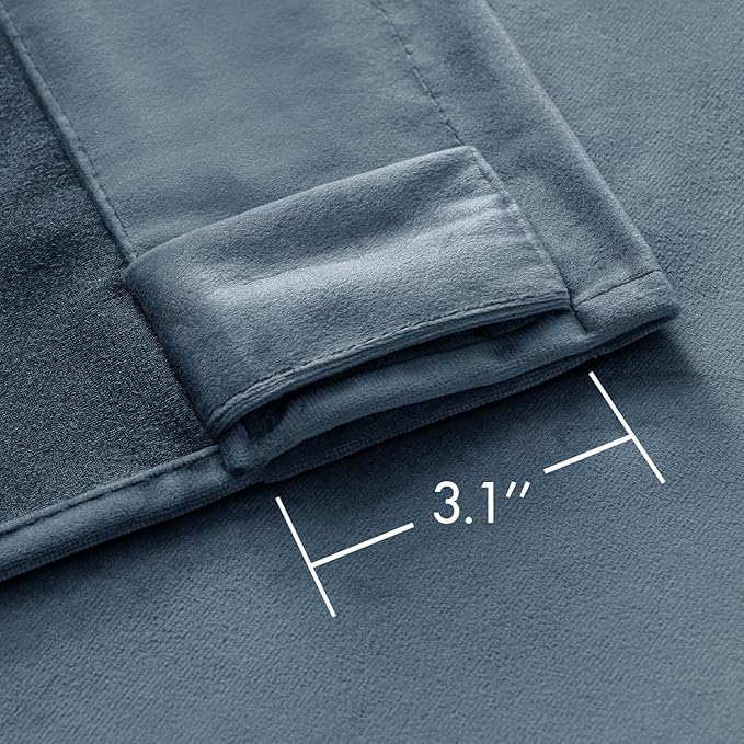 MIULEE Velvet Curtains 52x96 inches 2 Panels Stone Blue Blackout Curtains | - Image 3