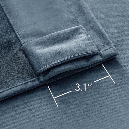 MIULEE Velvet Curtains 52x96 inches 2 Panels Stone Blue Blackout Curtains | - Image 3