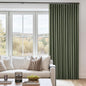 Olive Green Linen 100% Blackout 120 Inch Curtains by Twodrapes