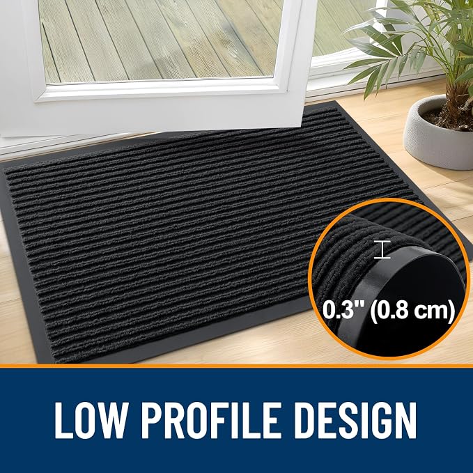 OLANLY 2-Pack Front Door Mats 35x23, Waterproof Heavy-Duty Doormats | Black - Image 4