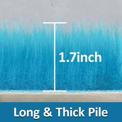 3ft Small Round Blue Rug, Thick Furry Fluffy Carpet - Image 2