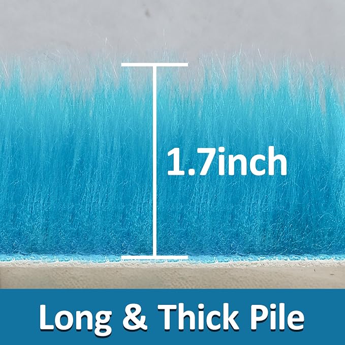2ft Small Round Blue Rug, Thick Furry Fluffy Carpet - Image 2