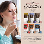 Camilla’s Heritage - Intensity 8 Flavored Espresso Coffee Variety Pack (Caribbean Spice, Cinnamon, Hazelnut, Chocolate, Caramel & Vanilla Espresso Cups) 60 Coffee Pods