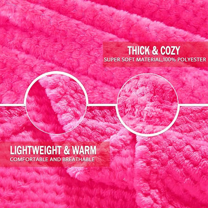 Exclusivo Mezcla Soft Waffle Fleece Bed Blanket Twin XL Size, Hot Pink | - Image 7