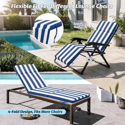2 Pcs Outdoor Chaise Lounge Cushion 72" x 21" x 3", Folding Patio Lounge Chair - Image 6