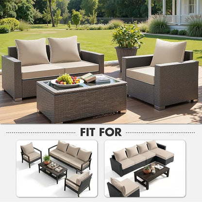 MIULEE Beige Outdoor Seat Cushion 22x24 Inch Waterproof & 3 Year Fade Resistant - Image 5